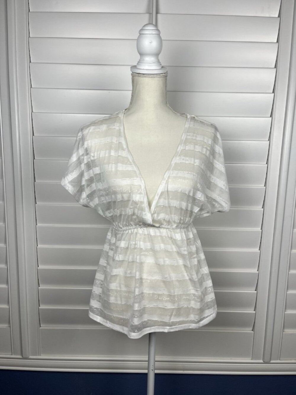 Cowgirl Up Women’s Small White Crochet Back Sheer Western Blouse NWT